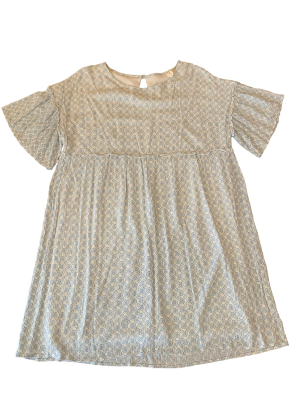 Lazy Sundays Mini Dress / Tunic Size L White Blue Floral
